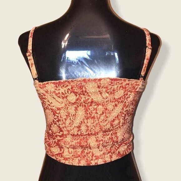 Ralph Lauren Paisley Smocked Cami Top Y2K Boho Grandmacore Medium - Picture 3 of 9